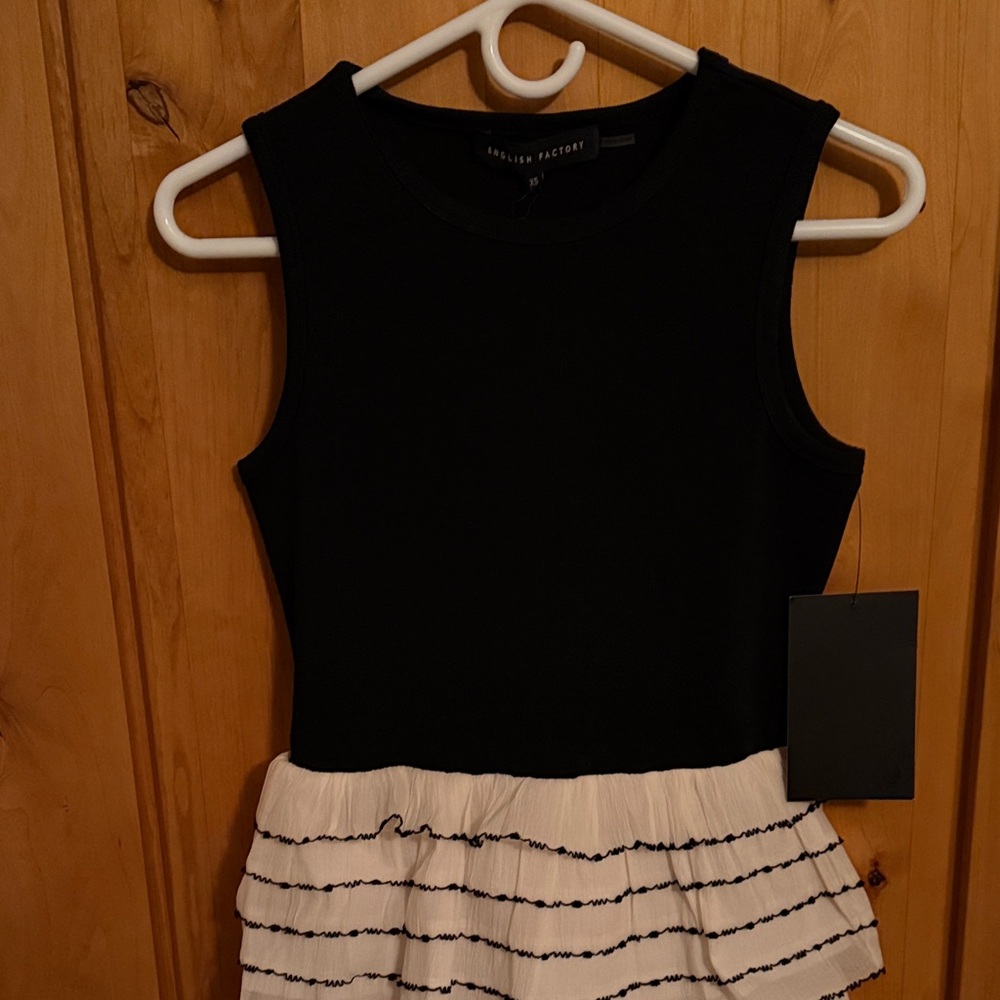 Black and White Striped Tiered Dress - Picture 2 of 3